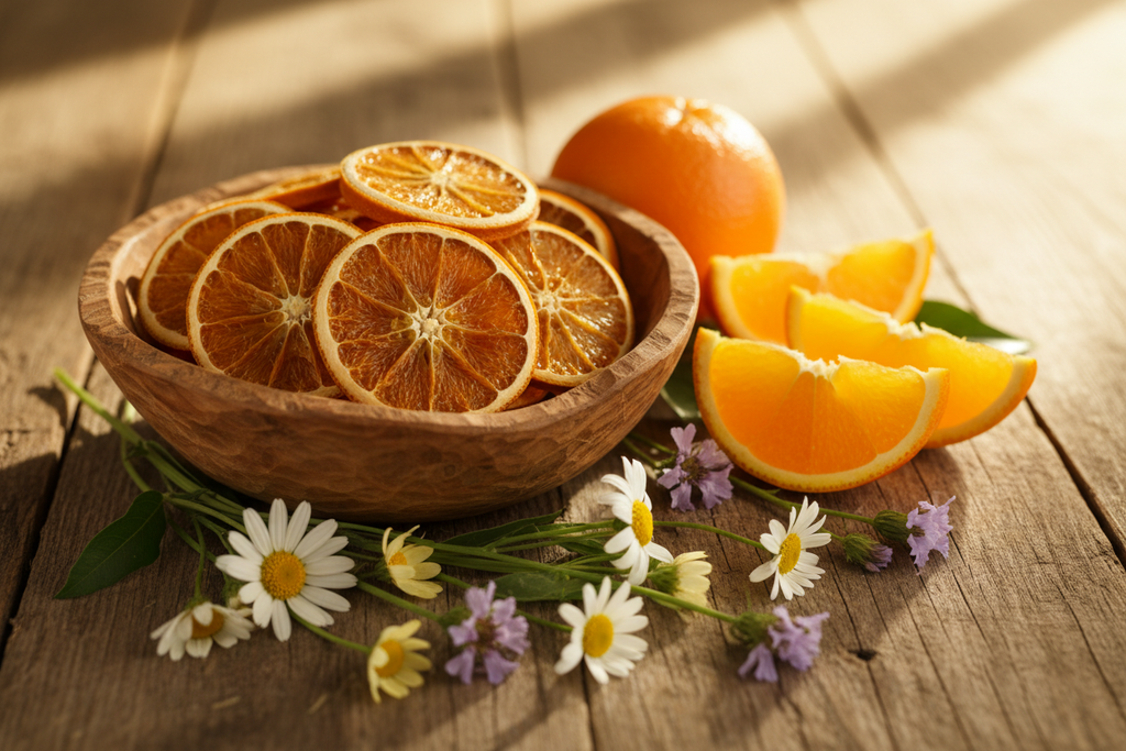 Dehydrated Orange with Natural Flowers